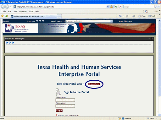 Screenshot of Portal Logon Page